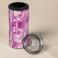 Magenta Hawaii Tapa Pattern 4 in 1 Can Cooler Tumbler With Heliconia Vintage Style LT05 - Polynesian Pride