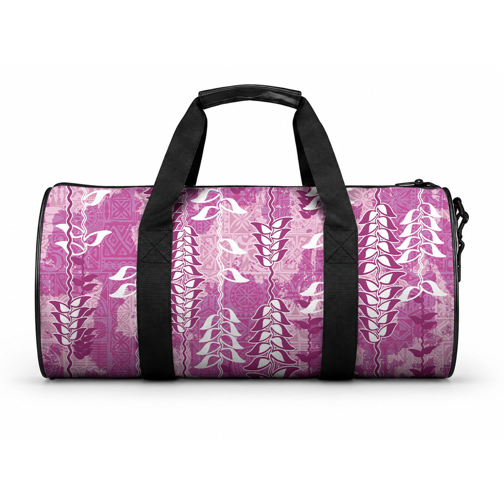 Magenta Hawaii Tapa Pattern Duffle Bag With Heliconia Vintage Style LT05 One size Magenta - Polynesian Pride