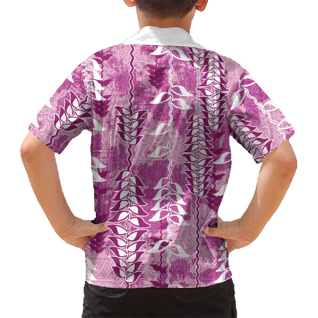 Magenta Hawaii Tapa Pattern Family Matching Summer Maxi Dress and Hawaiian Shirt With Heliconia Vintage Style LT05 - Polynesian Pride