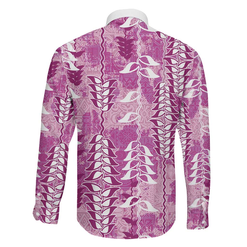 Magenta Hawaii Tapa Pattern Family Matching Summer Maxi Dress and Hawaiian Shirt With Heliconia Vintage Style LT05 - Polynesian Pride