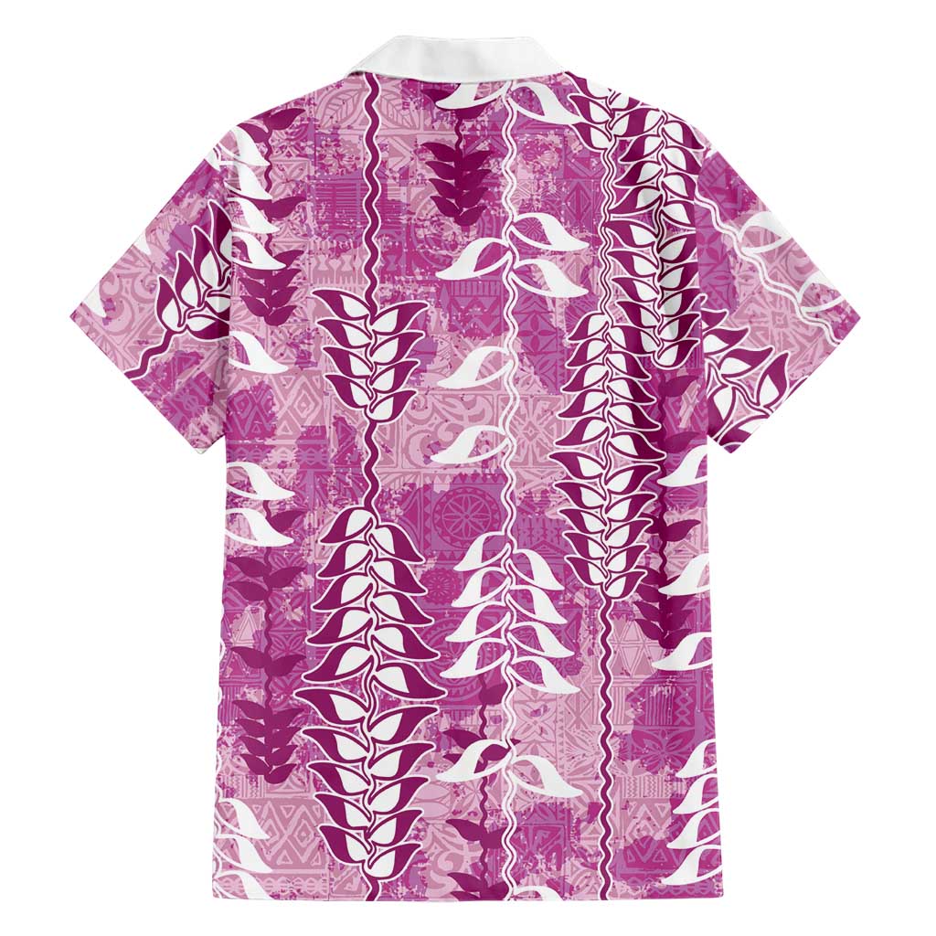 Magenta Hawaii Tapa Pattern Family Matching Tank Maxi Dress and Hawaiian Shirt With Heliconia Vintage Style LT05 - Polynesian Pride