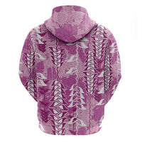 Magenta Hawaii Tapa Pattern Hoodie With Heliconia Vintage Style LT05 - Polynesian Pride