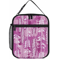 Magenta Hawaii Tapa Pattern Lunch Bag With Heliconia Vintage Style