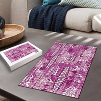 Magenta Hawaii Tapa Pattern Puzzle With Heliconia Vintage Style LT05 - Polynesian Pride