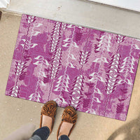 Magenta Hawaii Tapa Pattern Rubber Doormat With Heliconia Vintage Style LT05 - Polynesian Pride