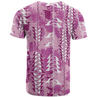 Magenta Hawaii Tapa Pattern T Shirt With Heliconia Vintage Style LT05 - Polynesian Pride