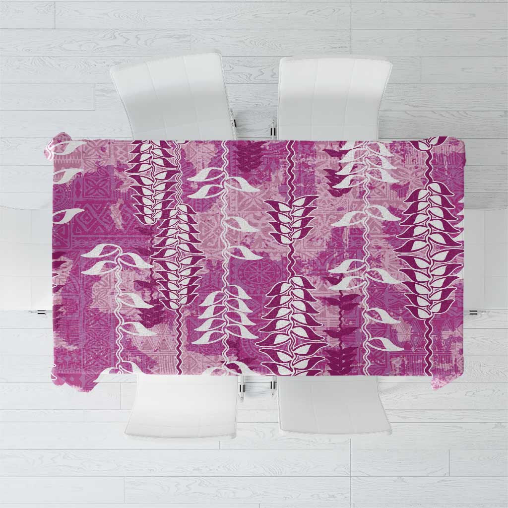 Magenta Hawaii Tapa Pattern Tablecloth With Heliconia Vintage Style LT05 Magenta - Polynesian Pride