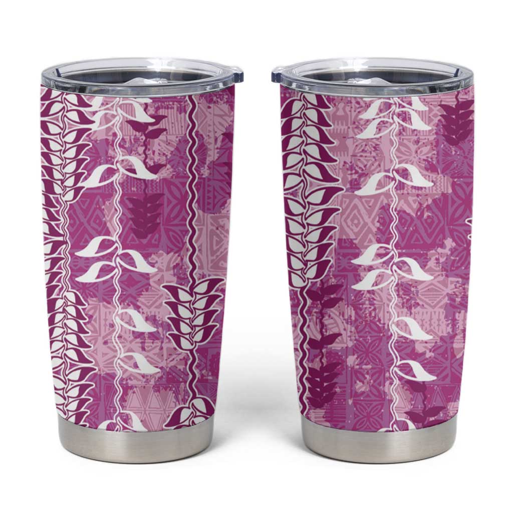 Magenta Hawaii Tapa Pattern Tumbler Cup With Heliconia Vintage Style LT05 Magenta - Polynesian Pride