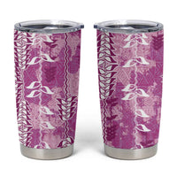 Magenta Hawaii Tapa Pattern Tumbler Cup With Heliconia Vintage Style LT05 Magenta - Polynesian Pride