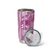 Magenta Hawaii Tapa Pattern Tumbler Cup With Heliconia Vintage Style LT05 - Polynesian Pride