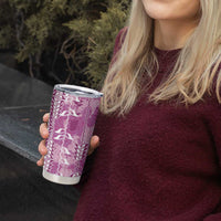 Magenta Hawaii Tapa Pattern Tumbler Cup With Heliconia Vintage Style LT05 - Polynesian Pride