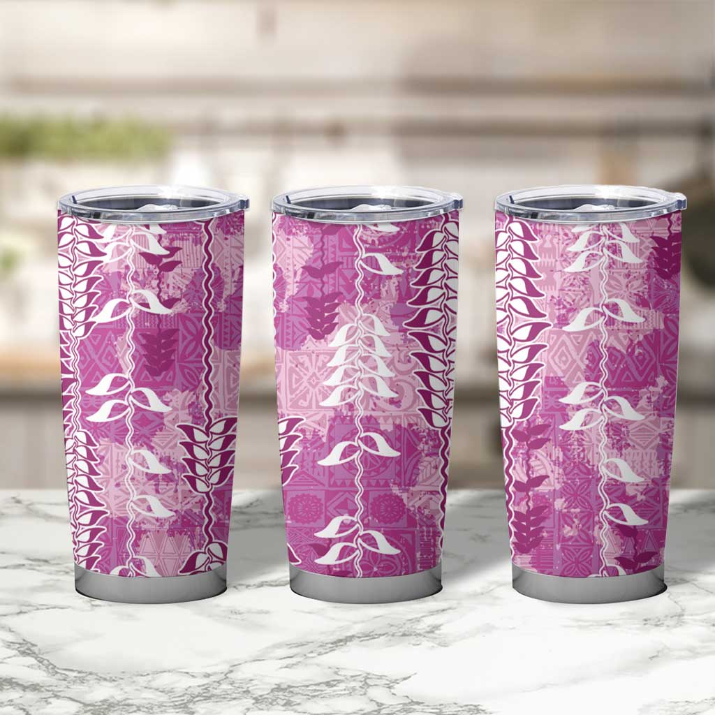 Magenta Hawaii Tapa Pattern Tumbler Cup With Heliconia Vintage Style LT05 - Polynesian Pride