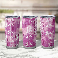 Magenta Hawaii Tapa Pattern Tumbler Cup With Heliconia Vintage Style LT05 - Polynesian Pride