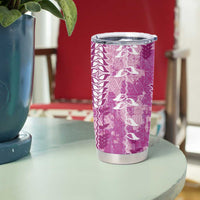 Magenta Hawaii Tapa Pattern Tumbler Cup With Heliconia Vintage Style LT05 - Polynesian Pride