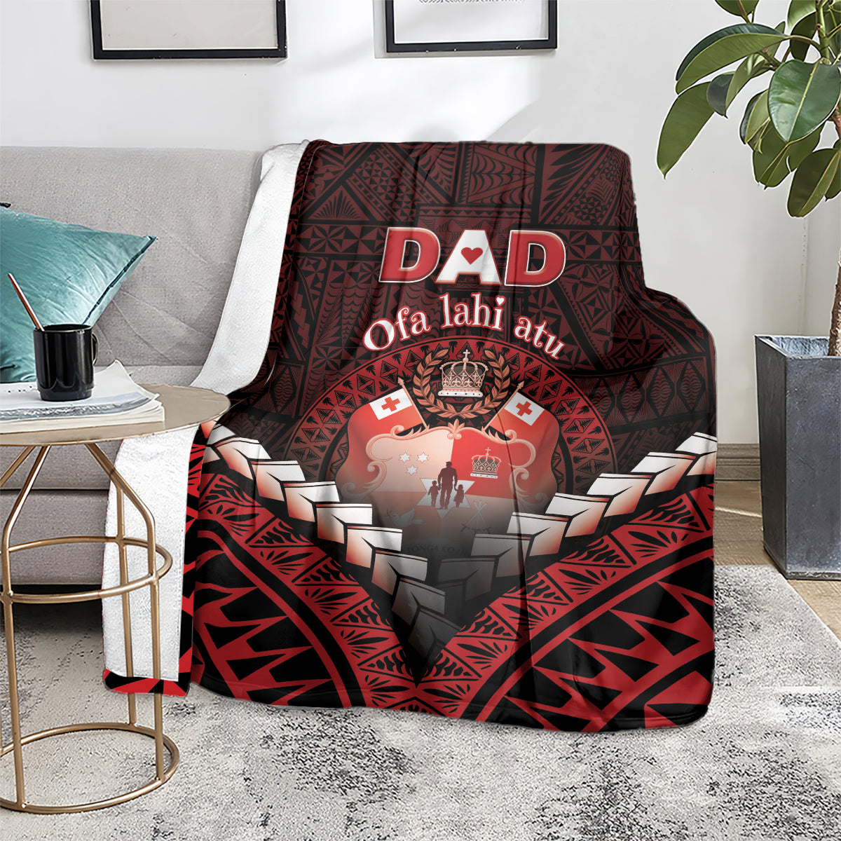 Tonga Happy Father's Day Blanket Ofa Lahi Atu Dad Polynesian Tribal