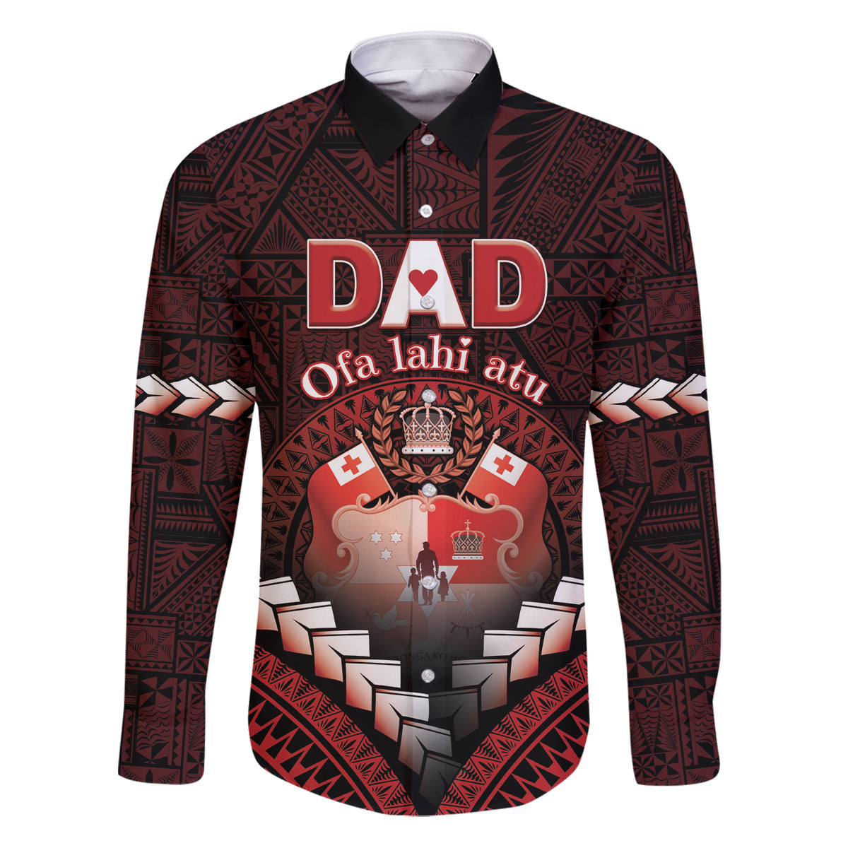 Personalised Tonga Happy Father's Day Family Matching Puletasi and Hawaiian Shirt Ofa Lahi Atu Dad Polynesian Tribal