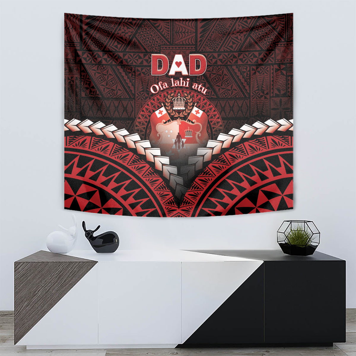 Tonga Happy Father's Day Tapestry Ofa Lahi Atu Dad Polynesian Tribal