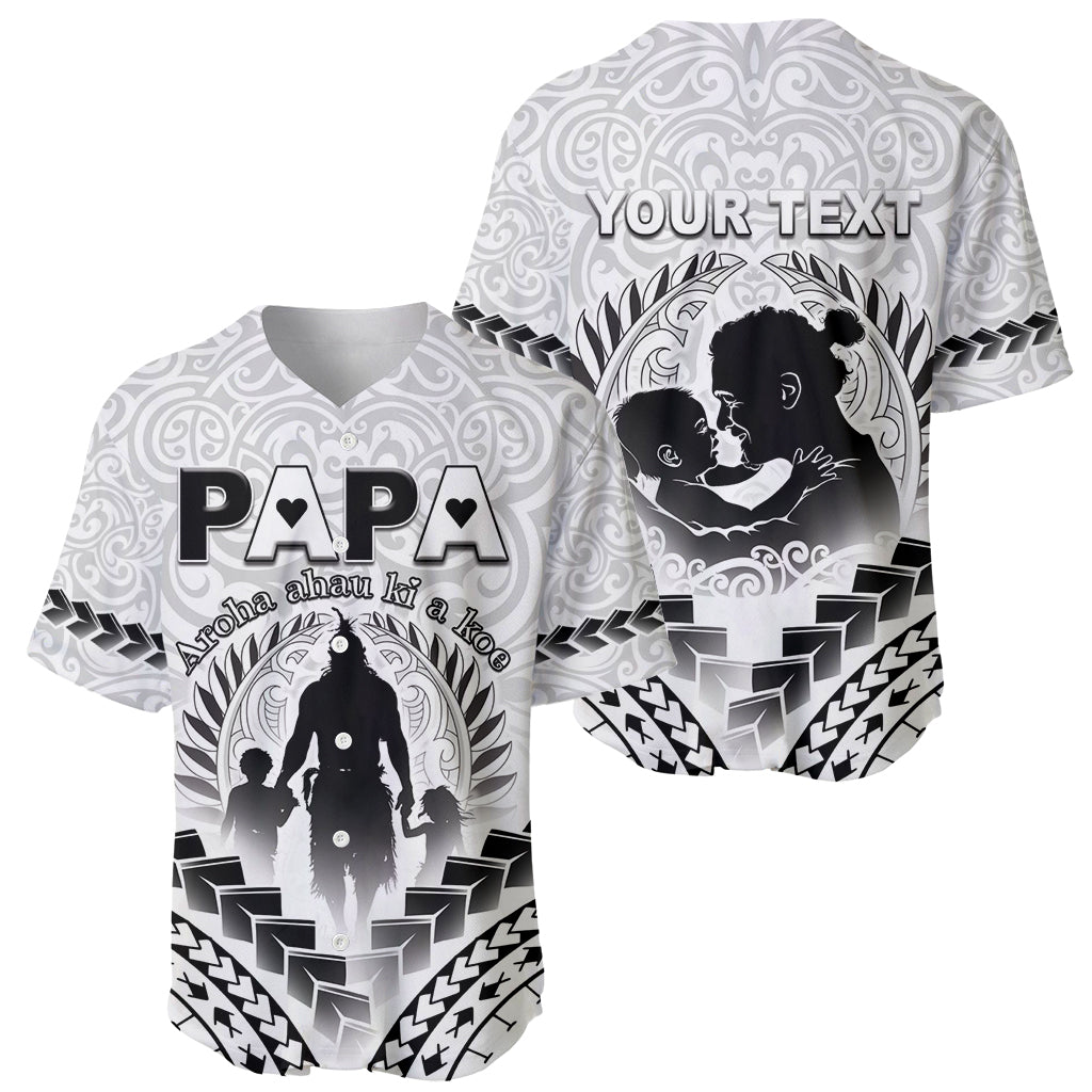 Personalised New Zealand Happy Father's Day Baseball Jersey Aroha Ahau Ki A Koe Papa Polynesian Tribal LT05 - Polynesian Pride