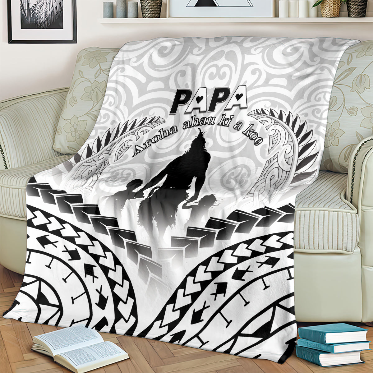 New Zealand Happy Father's Day Blanket Aroha Ahau Ki A Koe Papa Polynesian Tribal LT05 - Polynesian Pride