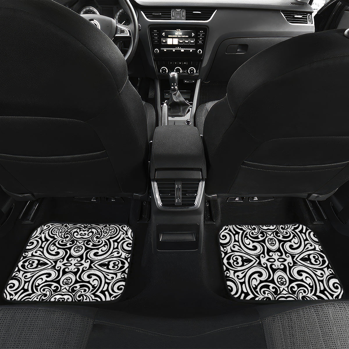 Personalised New Zealand Happy Father's Day Car Mats Aroha Ahau Ki A Koe Papa Polynesian Tribal LT05 Set 2pcs - Back White - Polynesian Pride
