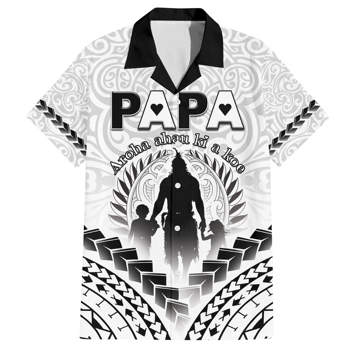 Personalised New Zealand Happy Father's Day Family Matching Long Sleeve Bodycon Dress and Hawaiian Shirt Aroha Ahau Ki A Koe Papa Polynesian Tribal