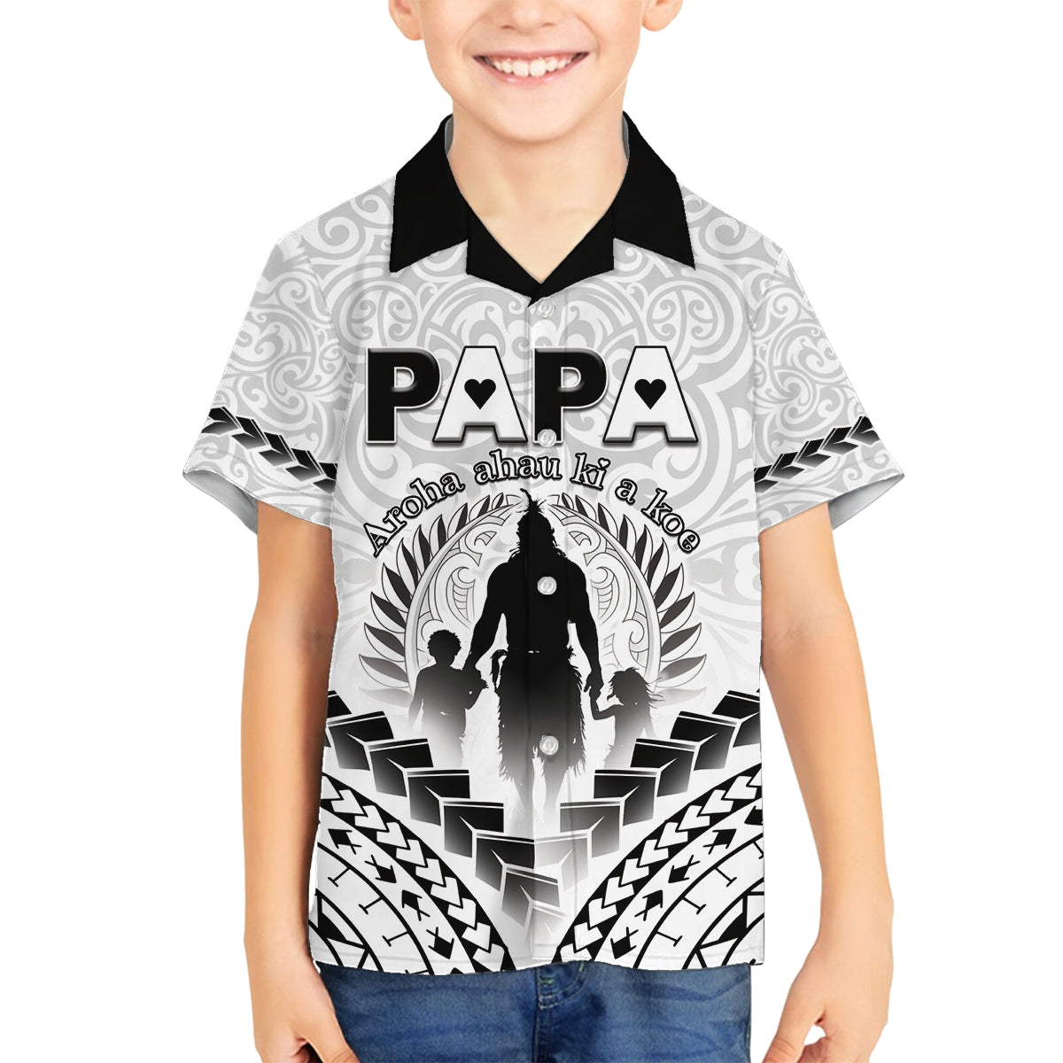 Personalised New Zealand Happy Father's Day Family Matching Off Shoulder Maxi Dress and Hawaiian Shirt Aroha Ahau Ki A Koe Papa Polynesian Tribal