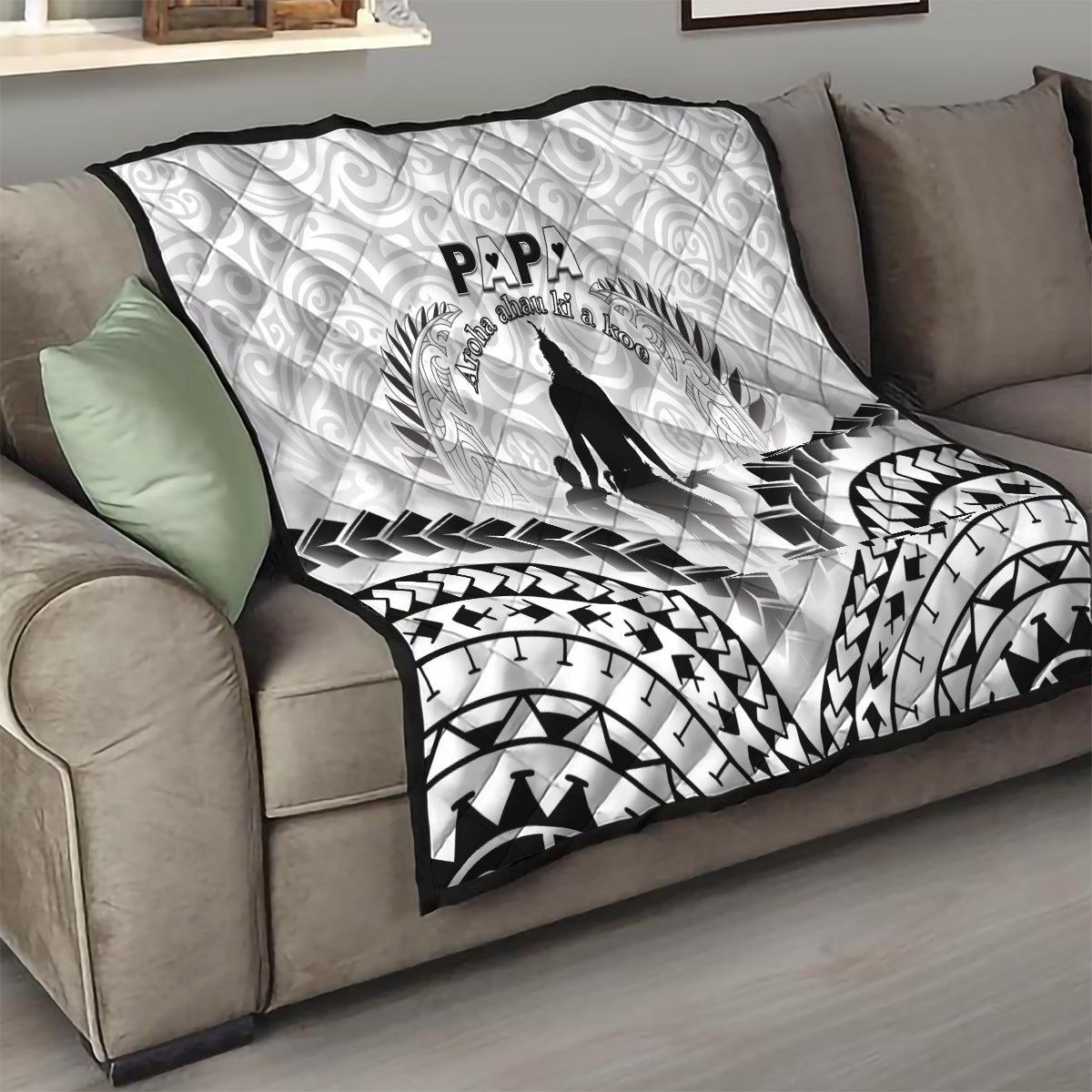 New Zealand Happy Father's Day Quilt Aroha Ahau Ki A Koe Papa Polynesian Tribal LT05 - Polynesian Pride