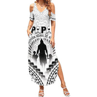 Personalised New Zealand Happy Father's Day Summer Maxi Dress Aroha Ahau Ki A Koe Papa Polynesian Tribal