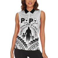 Personalised New Zealand Happy Father's Day Women Sleeveless Polo Shirt Aroha Ahau Ki A Koe Papa Polynesian Tribal LT05 - Polynesian Pride