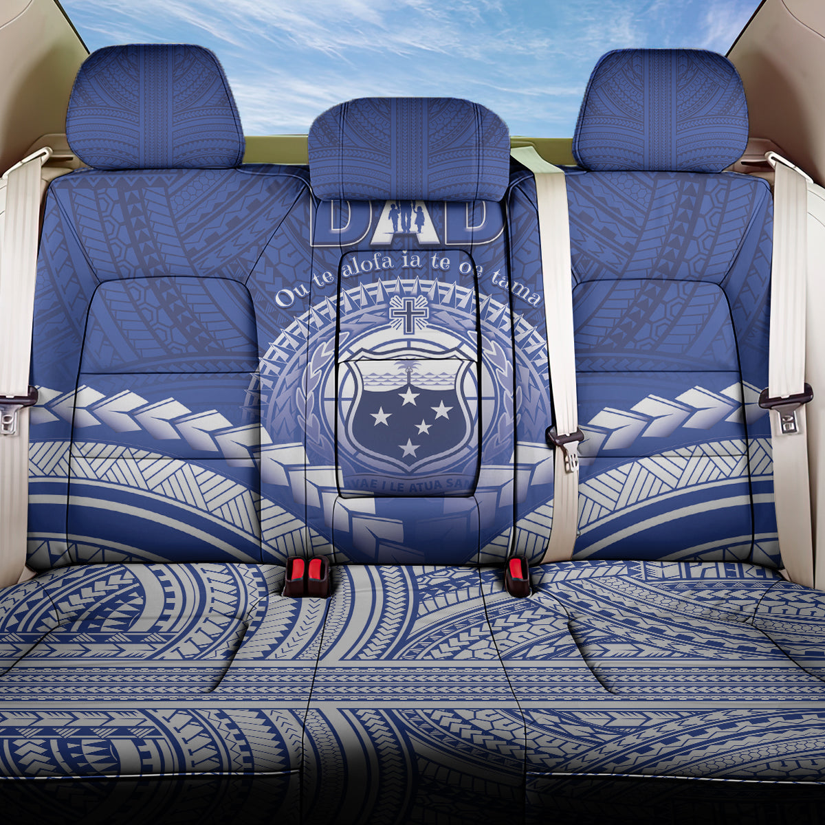 Samoa Happy Father's Day Back Car Seat Cover Ou Te Alofa Ia Te Oe Tama Dad Polynesian Tribal