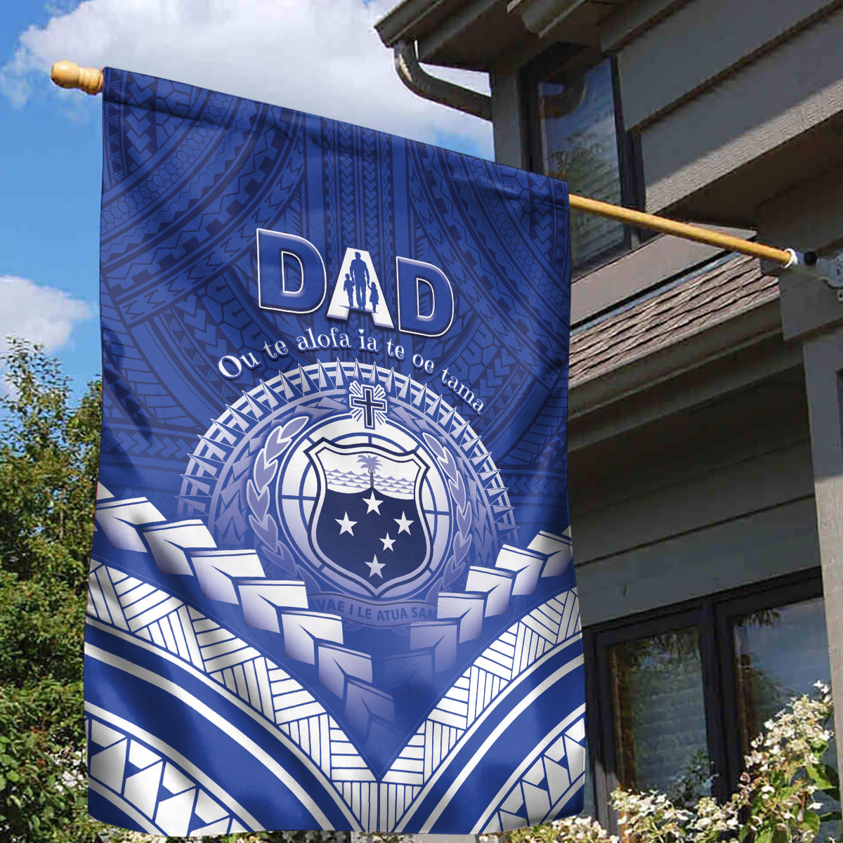 Samoa Happy Father's Day Garden Flag Ou Te Alofa Ia Te Oe Tama Dad Polynesian Tribal