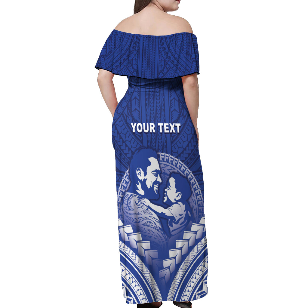 Personalised Samoa Happy Father's Day Off Shoulder Maxi Dress Ou Te Alofa Ia Te Oe Tama Dad Polynesian Tribal