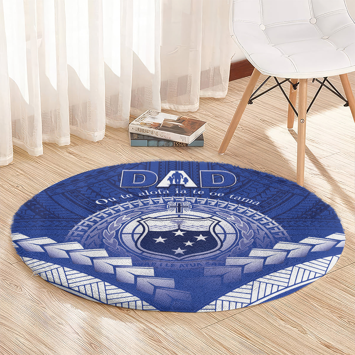 Samoa Happy Father's Day Round Carpet Ou Te Alofa Ia Te Oe Tama Dad Polynesian Tribal