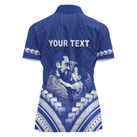 Personalised Samoa Happy Father's Day Women Polo Shirt Ou Te Alofa Ia Te Oe Tama Dad Polynesian Tribal