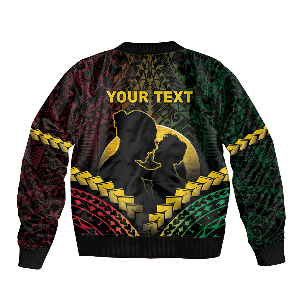 Personalised Vanuatu Happy Father's Day Bomber Jacket Mi Lavem Yu Papa Polynesian Tribal