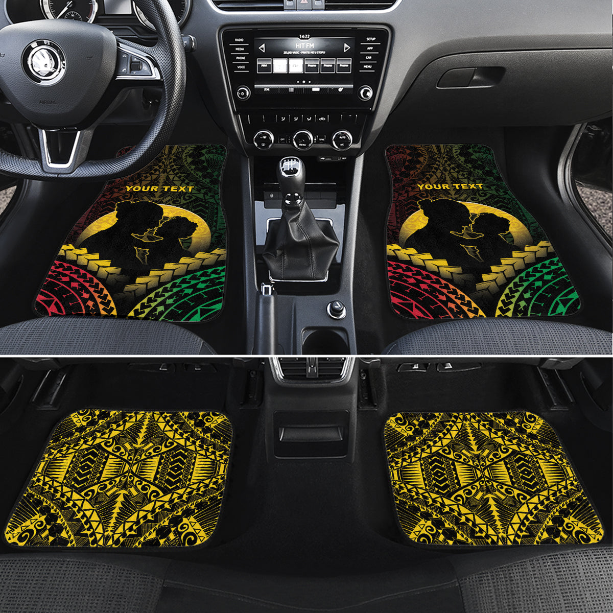 Personalised Vanuatu Happy Father's Day Car Mats Mi Lavem Yu Papa Polynesian Tribal LT05 Set 4pcs Reggae - Polynesian Pride