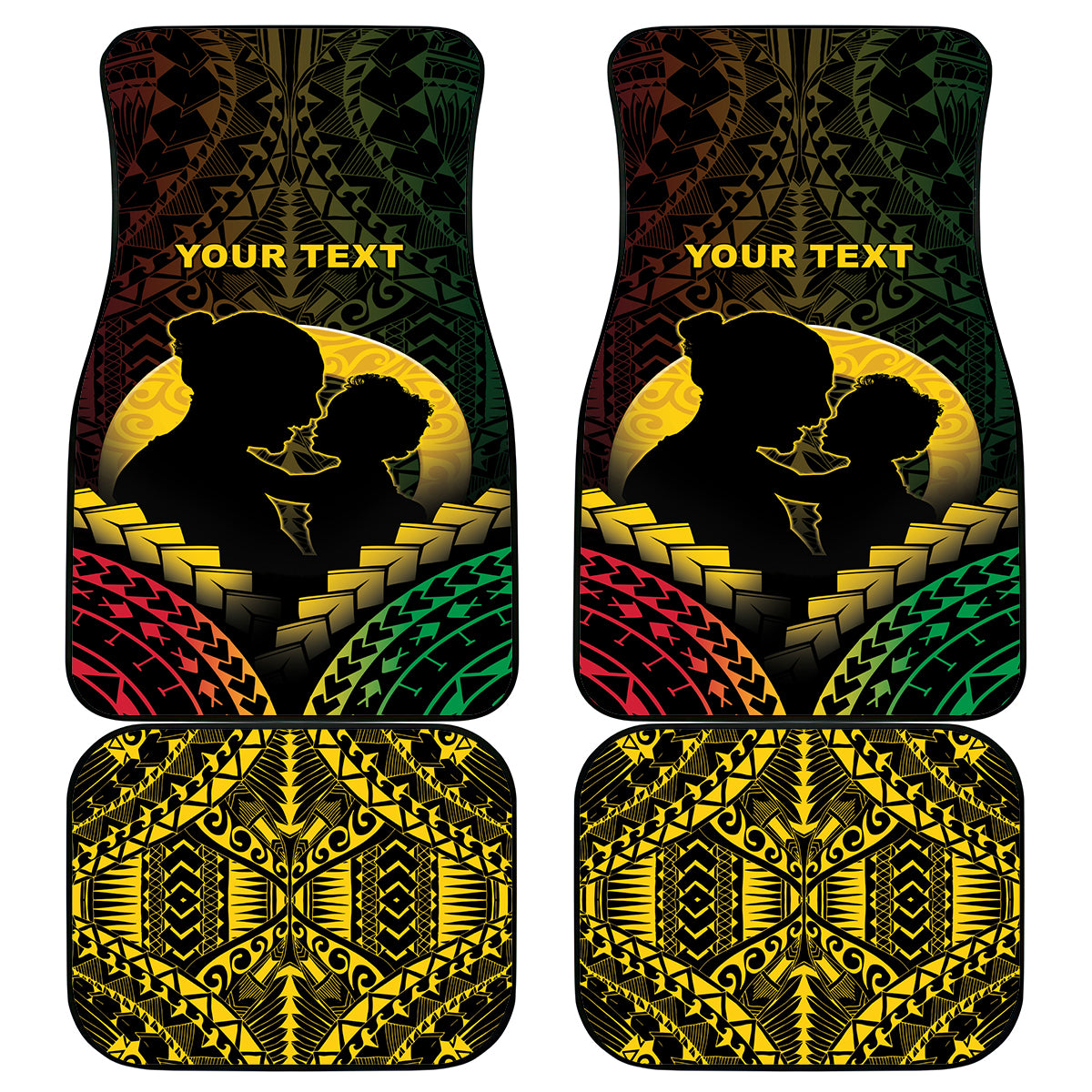 Personalised Vanuatu Happy Father's Day Car Mats Mi Lavem Yu Papa Polynesian Tribal LT05 - Polynesian Pride
