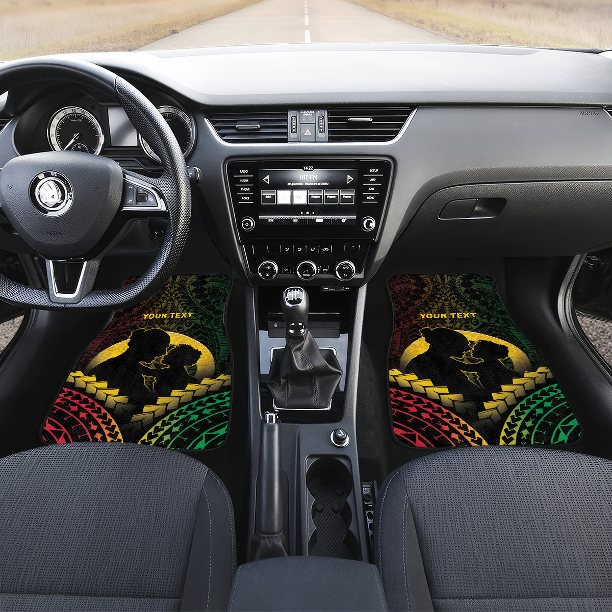 Personalised Vanuatu Happy Father's Day Car Mats Mi Lavem Yu Papa Polynesian Tribal LT05 Set 2pcs - Front Reggae - Polynesian Pride
