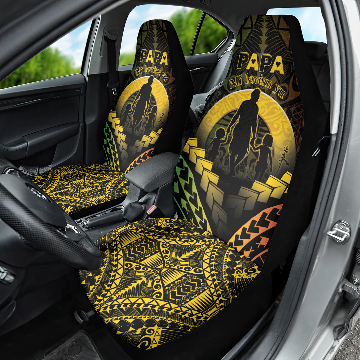Vanuatu Happy Father's Day Car Seat Cover Mi Lavem Yu Papa Polynesian Tribal