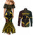 Personalised Vanuatu Happy Father's Day Couples Matching Mermaid Dress and Long Sleeve Button Shirt Mi Lavem Yu Papa Polynesian Tribal