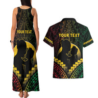 Personalised Vanuatu Happy Father's Day Couples Matching Tank Maxi Dress and Hawaiian Shirt Mi Lavem Yu Papa Polynesian Tribal