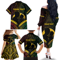 Personalised Vanuatu Happy Father's Day Family Matching Off The Shoulder Long Sleeve Dress and Hawaiian Shirt Mi Lavem Yu Papa Polynesian Tribal