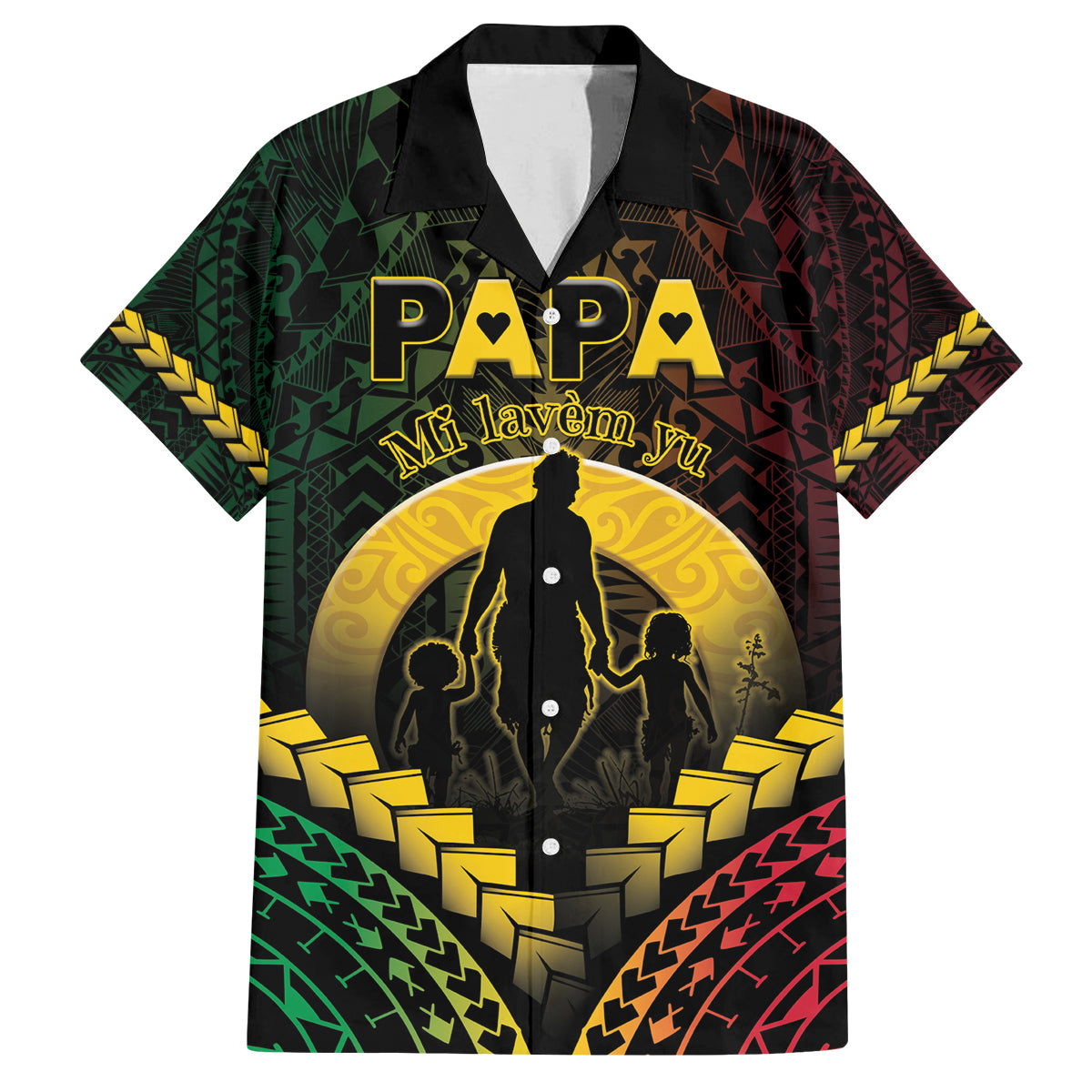 Personalised Vanuatu Happy Father's Day Family Matching Summer Maxi Dress and Hawaiian Shirt Mi Lavem Yu Papa Polynesian Tribal