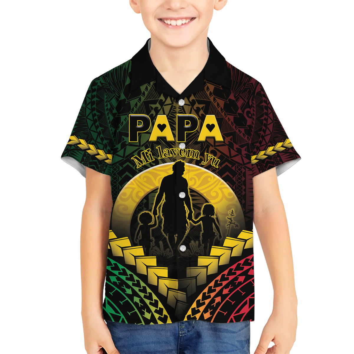 Personalised Vanuatu Happy Father's Day Family Matching Summer Maxi Dress and Hawaiian Shirt Mi Lavem Yu Papa Polynesian Tribal