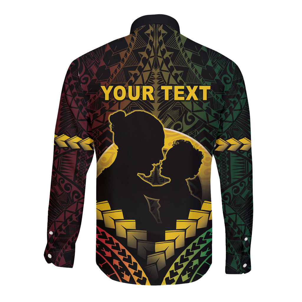 Personalised Vanuatu Happy Father's Day Long Sleeve Button Shirt Mi Lavem Yu Papa Polynesian Tribal