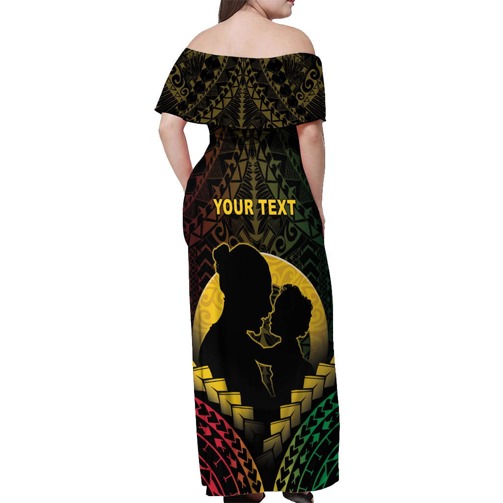Personalised Vanuatu Happy Father's Day Off Shoulder Maxi Dress Mi Lavem Yu Papa Polynesian Tribal LT05 - Polynesian Pride