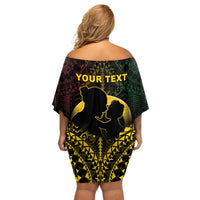Personalised Vanuatu Happy Father's Day Off Shoulder Short Dress Mi Lavem Yu Papa Polynesian Tribal