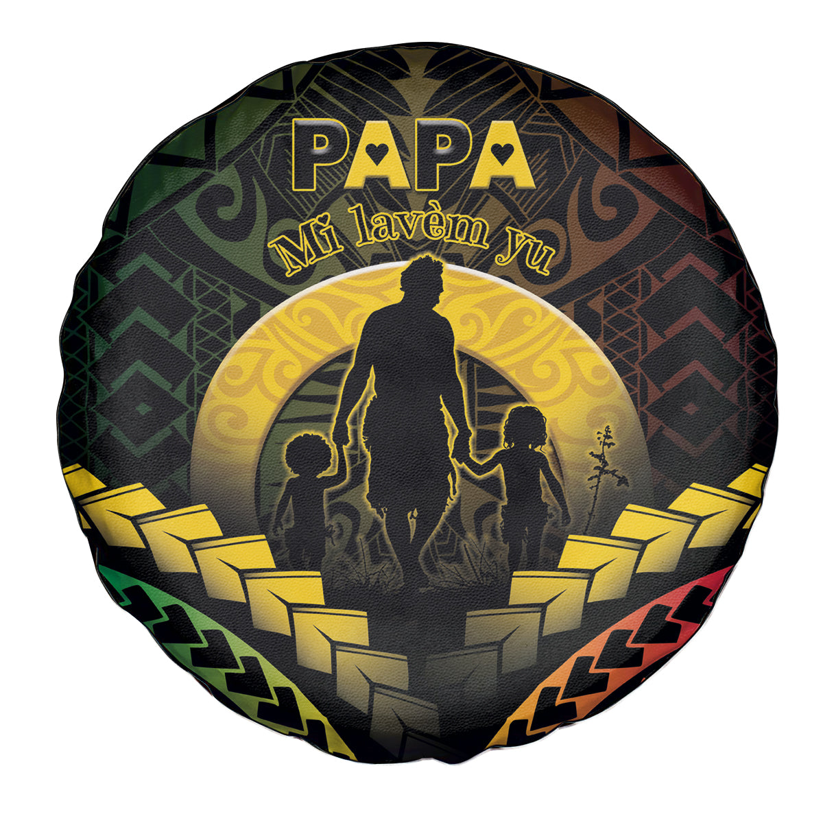 Vanuatu Happy Father's Day Spare Tire Cover Mi Lavem Yu Papa Polynesian Tribal