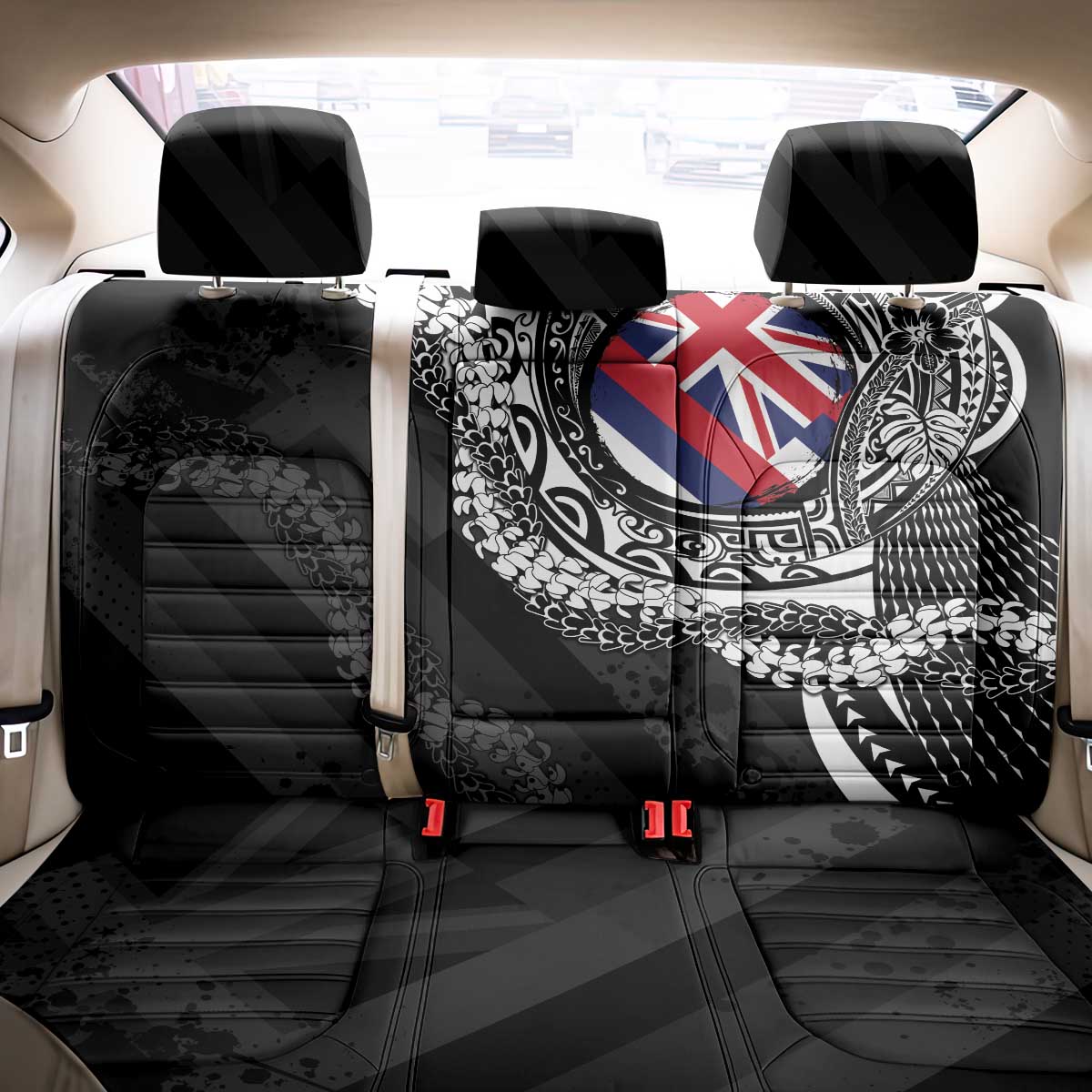 Hawaii Flag Day Back Car Seat Cover Hawaiian Maile Lei