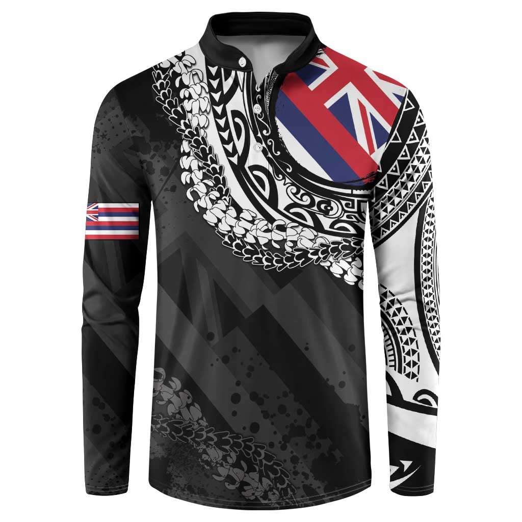 Hawaii Flag Day Button Sweatshirt Hawaiian Maile Lei